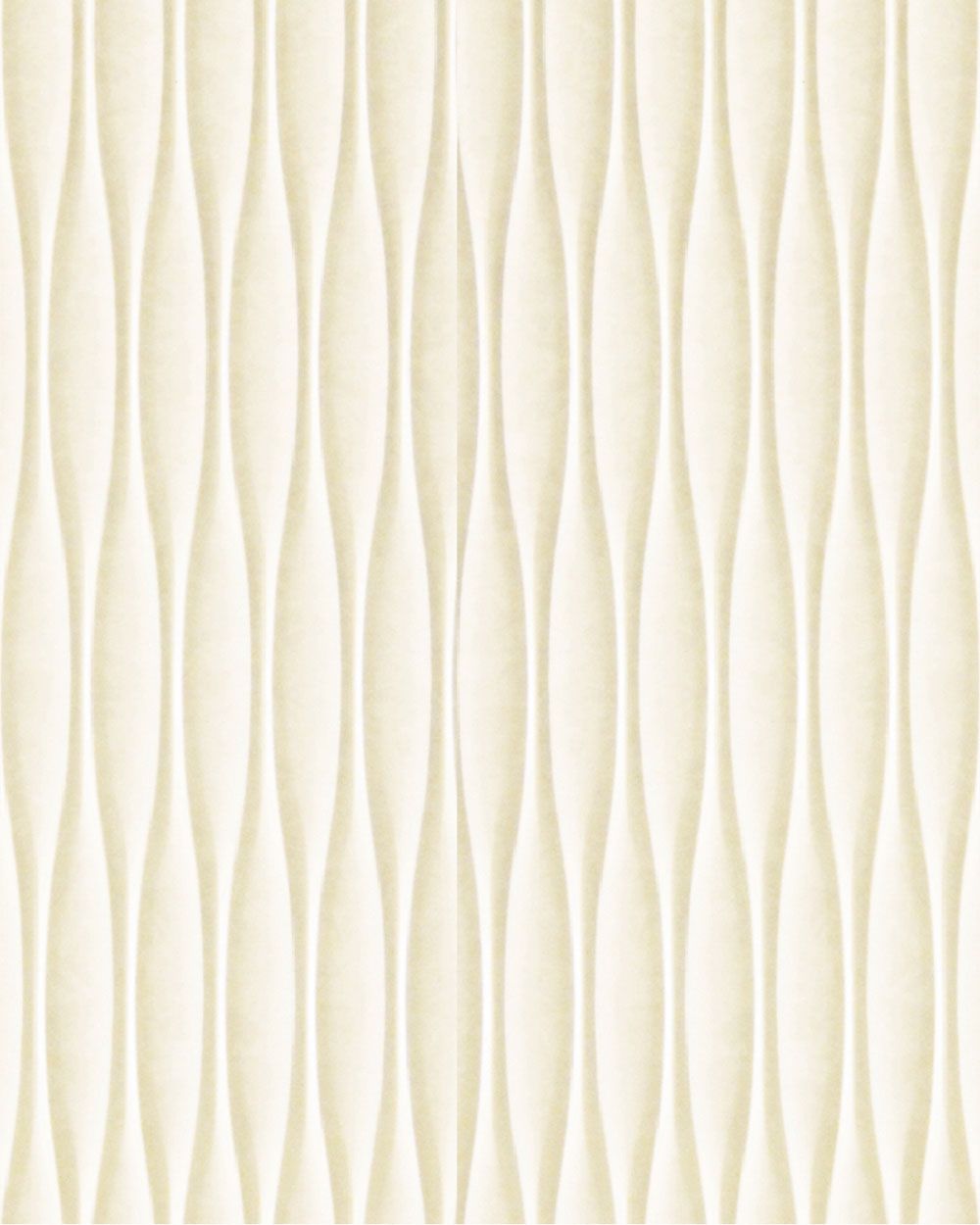 Cream wood louver panel with textured wavy pattern and vertical slats.