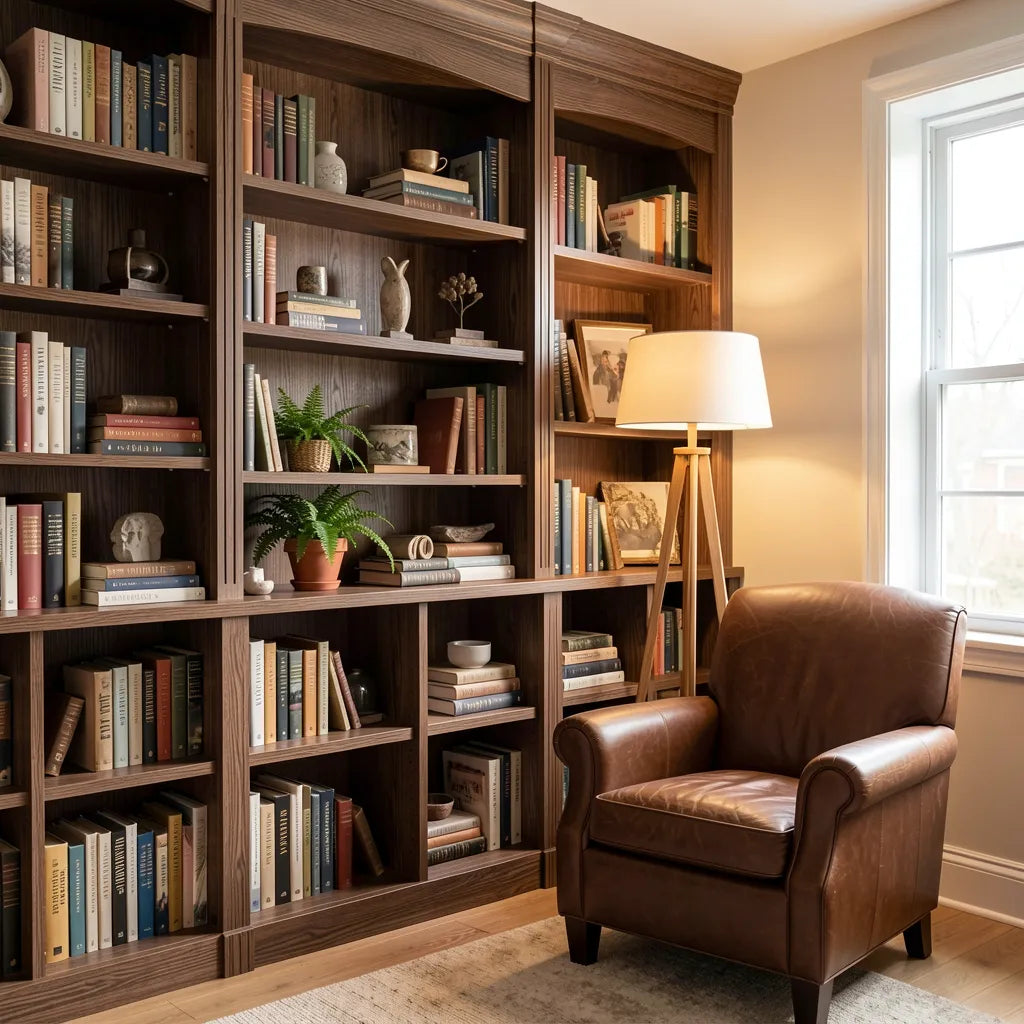 Dark brown textured laminate with vertical wood grain pattern and matte finish.