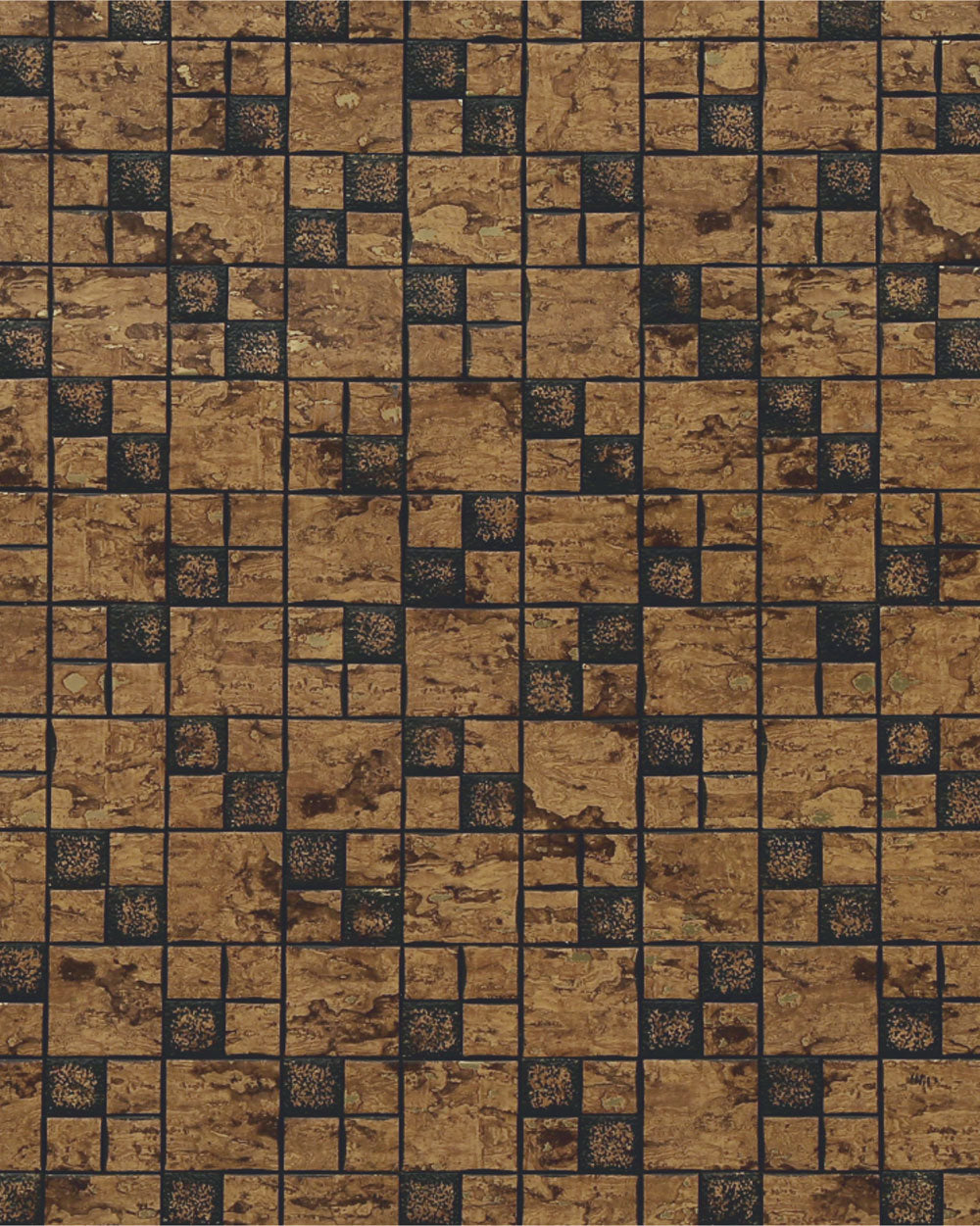 Brown textured designer wall panel with mosaic pattern and varying wood grain details, showing louver design.