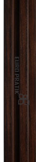 Brown wood louver panel with textured finish and visible wood grain, showcasing Euro Pratik branding on the edge.