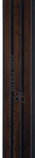 Brown wooden louver panel with textured finish and wood grain pattern, showcasing horizontal slats and dark edges.