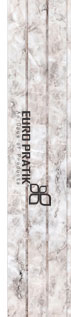 White marble louver panel with textured finish and Euro Pratik branding, showing veining pattern and subtle sheen.