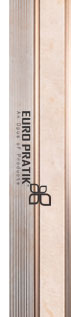 Beige wood louver panel with textured finish and visible wood grain, Euro Pratik branding on edge.