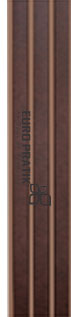Brown wooden wall panel with textured finish and visible wood grain, Euro Pratik branding on the surface of the louver panel.