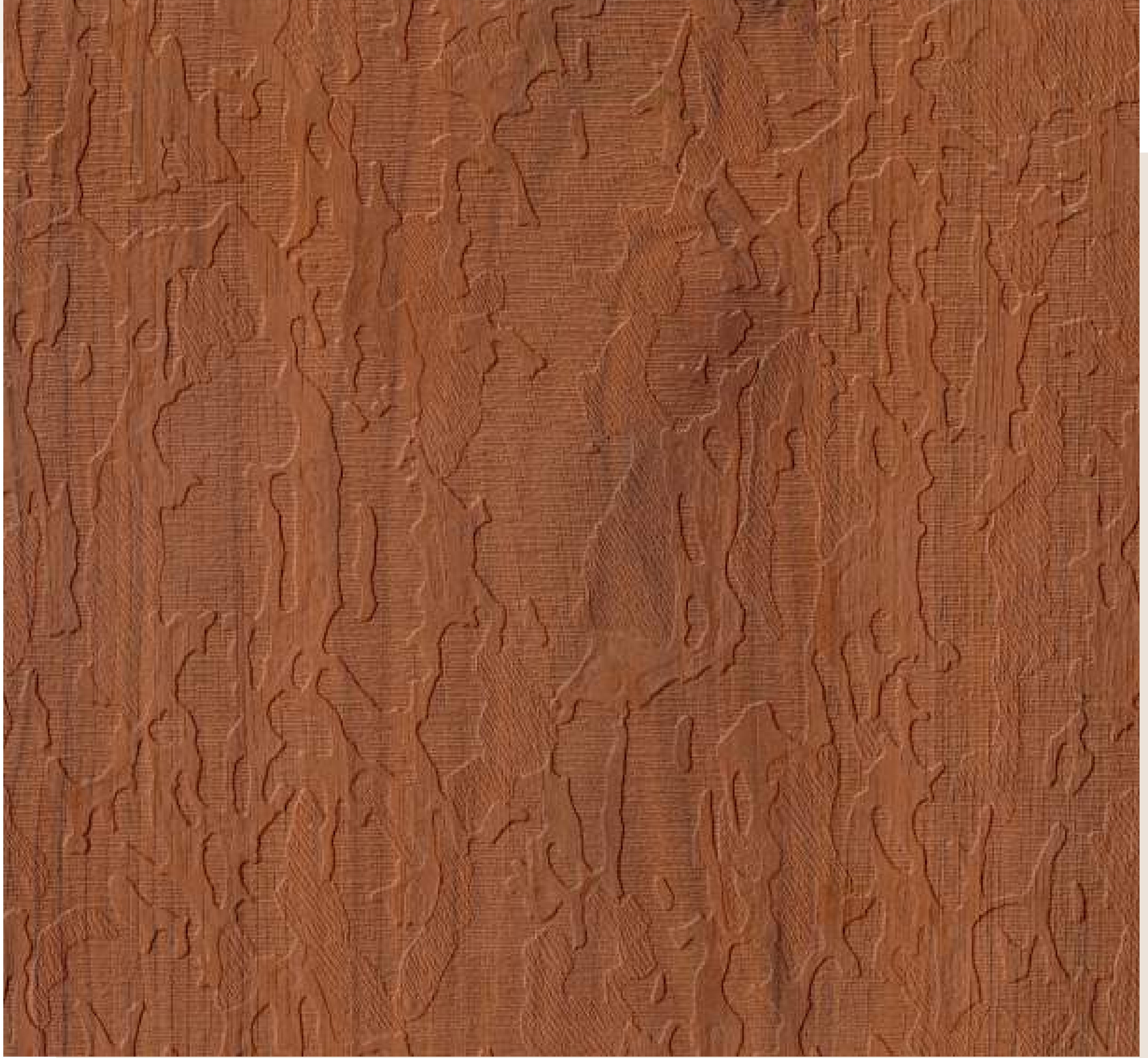 Brown laminate with textured, wood-grain pattern and vertical grain direction, matte finish.
