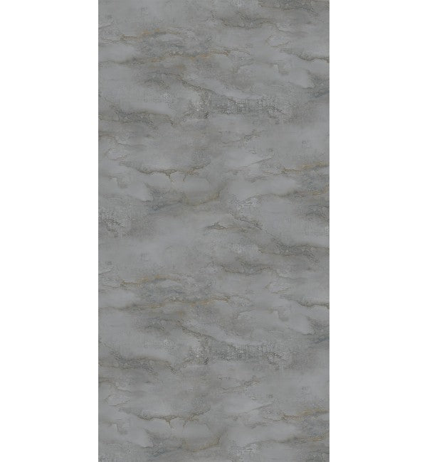 Grey marble laminate with suede finish and gold veining, showing textured surface and subtle sheen in a decorative pattern.