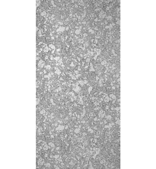 Grey marble laminate with satin finish and speckled pattern, showing detailed texture and subtle sheen.