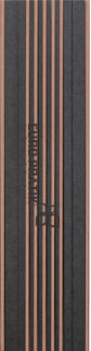 Brown textured louver panel with striped pattern and vertical slats, showing designer finish and layered texture details.