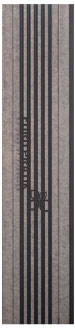 Brown wood louver panel with textured finish and visible wood grain, showcasing horizontal slats and hinge detail.