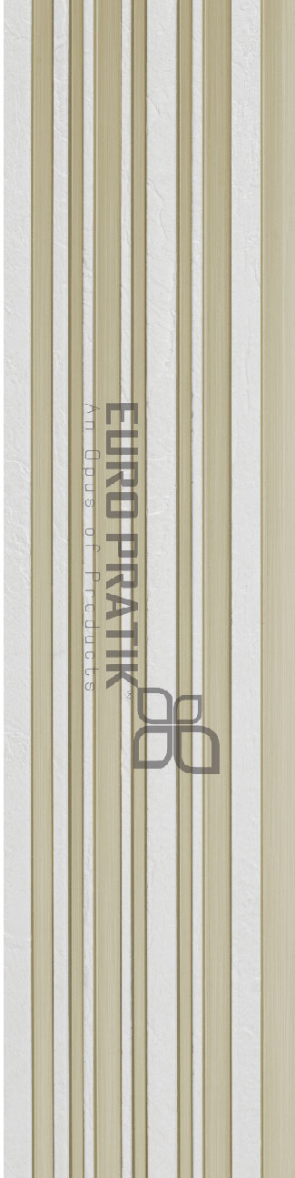 Brown wood louver panel with textured finish and visible wood grain, arranged in vertical slats with white background.