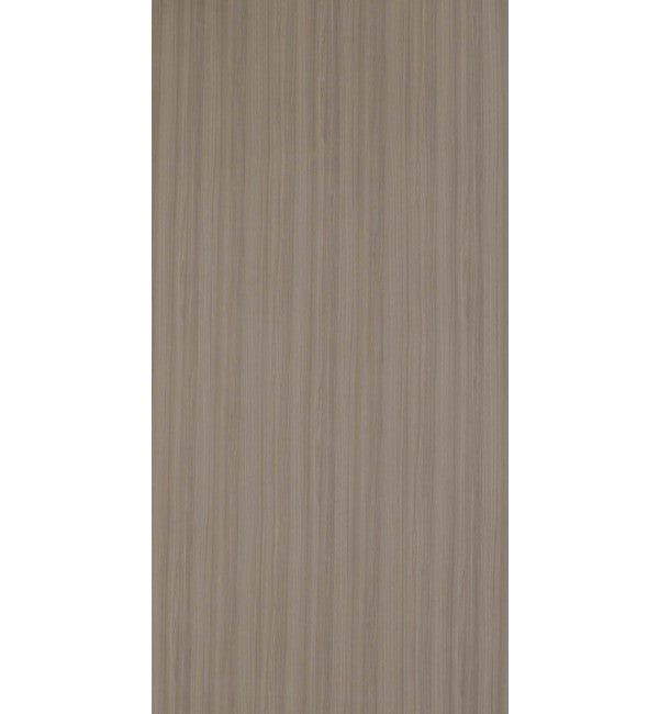 Grey wood grain decorative laminate with vertical texture and subtle sheen, Livid Teak finish, smooth surface.