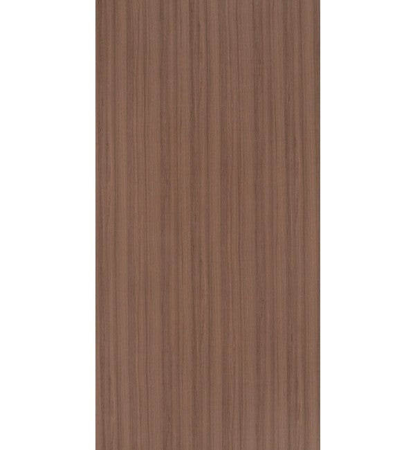Brown wood grain decorative laminate with vertical grain pattern and smooth finish.