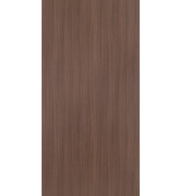 Brown wood grain decorative laminate with vertical texture and subtle sheen, showcasing a wood appearance finish.