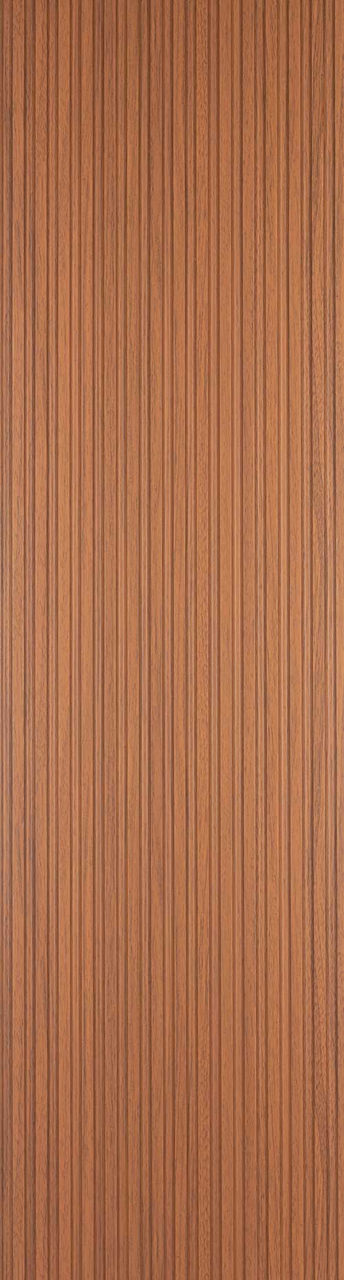 Brown fluted louver panel with matte finish and vertical wood grain texture