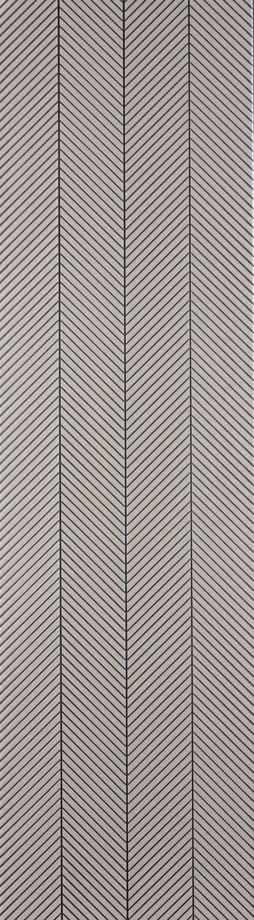 Brown matte louver panel with chevron pattern and diagonal slats, featuring a textured surface and subtle wood grain effect.