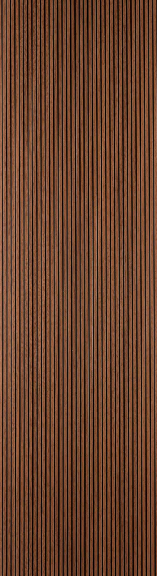 Brown fluted louver panel with matte finish and vertical grooves.