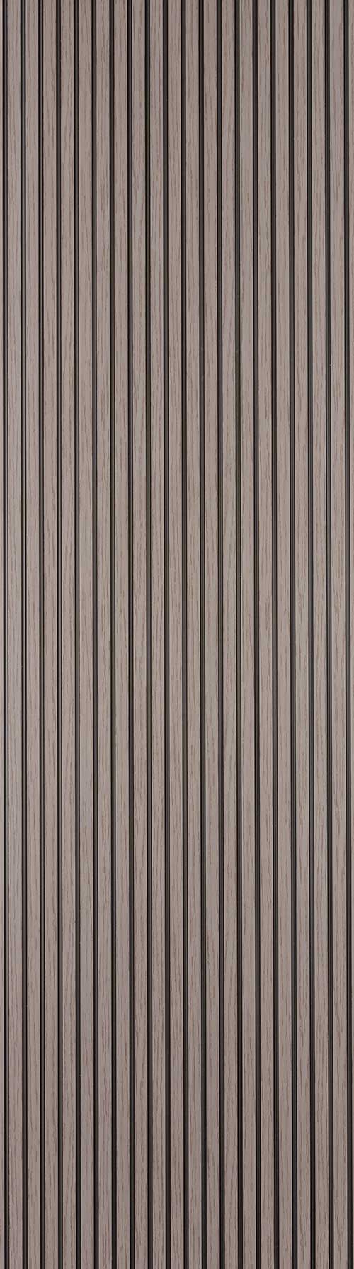 Brown fluted wall panel with matte finish and vertical wood grain texture.