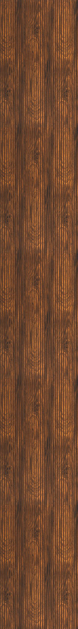 Brown fluted wall panel with matte finish and vertical grooves, showing wood grain texture and subtle sheen variation.