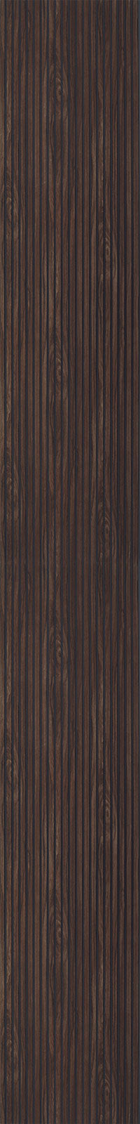 Brown fluted wall panel with matte finish and vertical grooves, showing textured surface and dark brown color variation.
