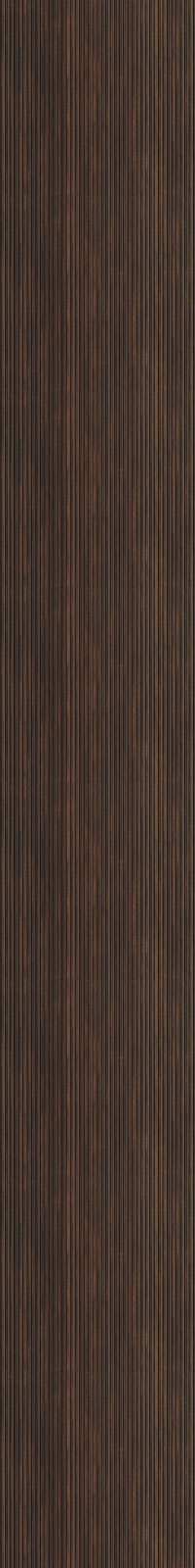 Brown fluted wall panel with matte finish and vertical grooves, displaying a textured surface with subtle sheen variation.