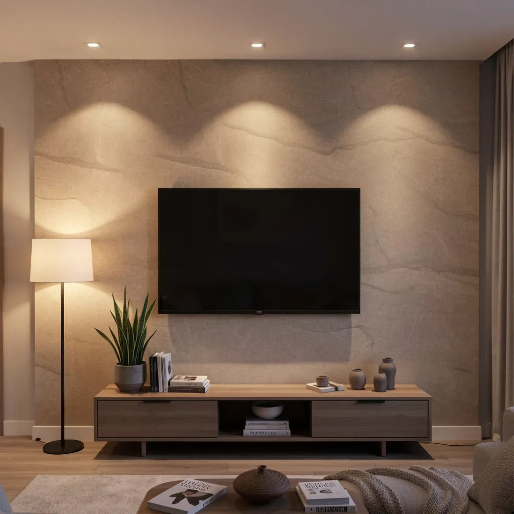 Beige marble laminate with subtle texture and veining, matte finish.