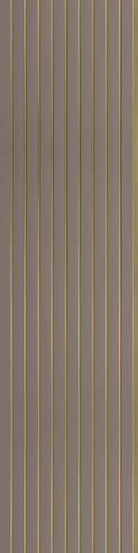 Brown designer louver panel with textured vertical slats and subtle sheen, displaying a uniform pattern and sleek finish.