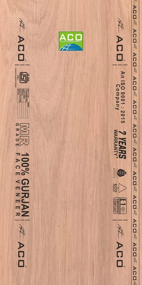 ACO 7 ft. x 4 ft. 18 mm MR Plywood Beige Wood Natural Veneer - ACO