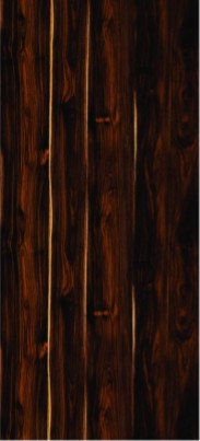 Brown fluted laminate wall panel with high gloss finish and wood grain texture.