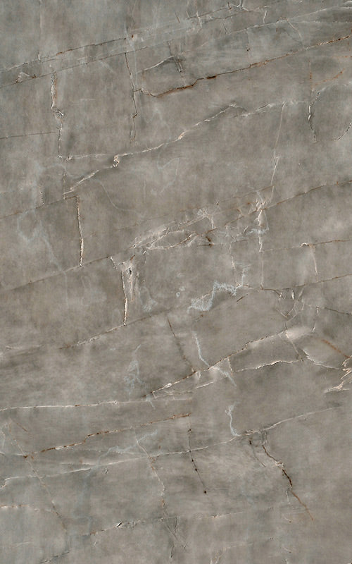 Grey marble laminate wall panel with high gloss finish and veining pattern, showing stone texture and subtle brown accents.