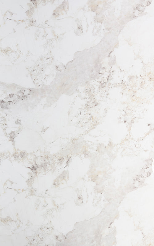 White marble laminate wall panel with beige veining and high gloss finish.