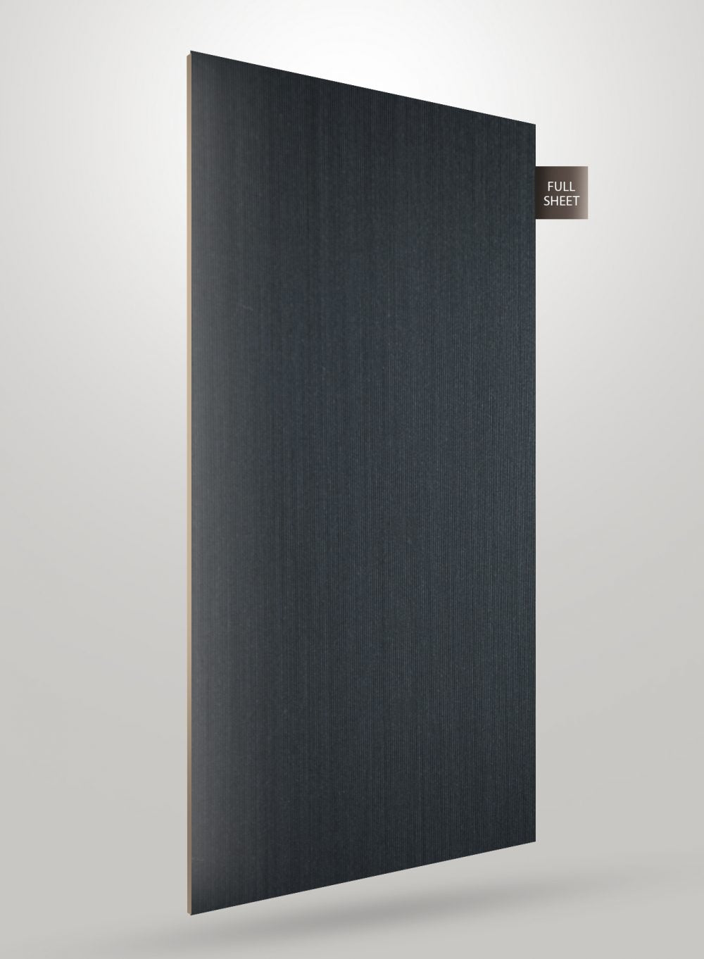 Dark grey matte laminate sheet with vertical texture and subtle sheen, displayed as full sheet.