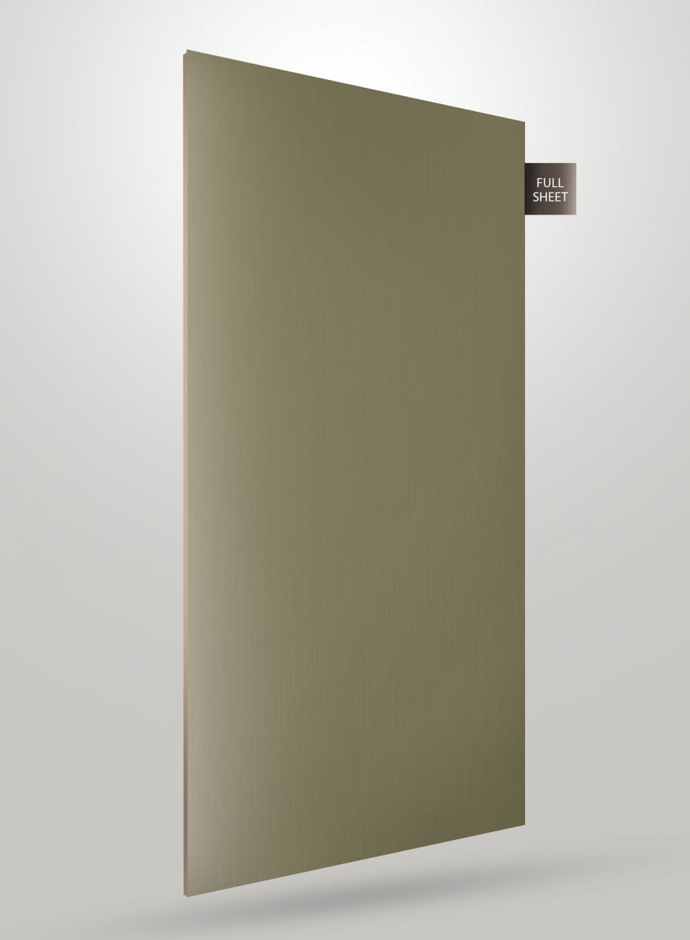 Matte green rustic laminate sheet with textured finish and subtle vertical grain pattern, shown as full sheet.