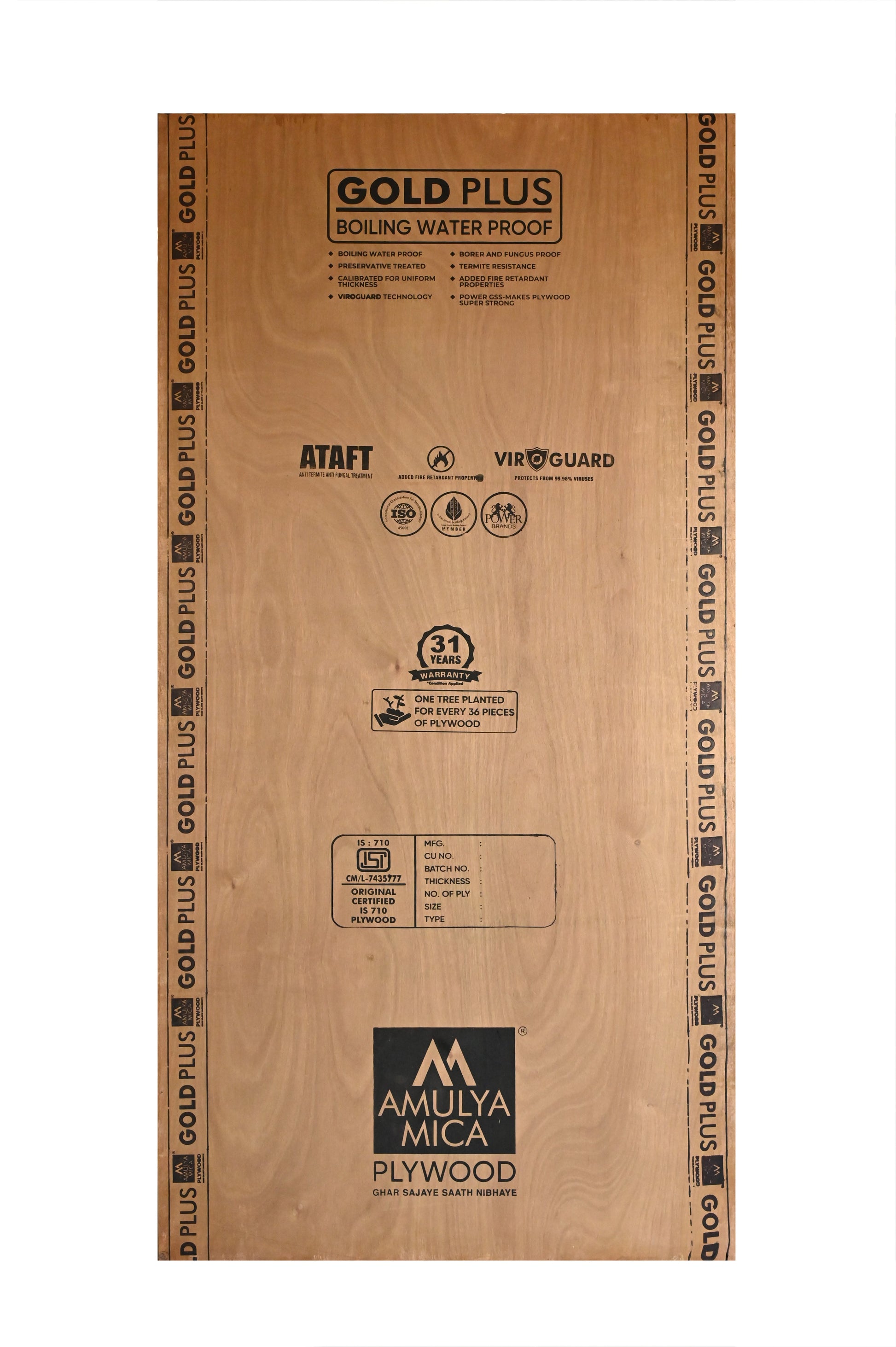 GOLD PLUS BWP PLYWOOD Brown Wood Gloss Wall Panel - AmulyaMica