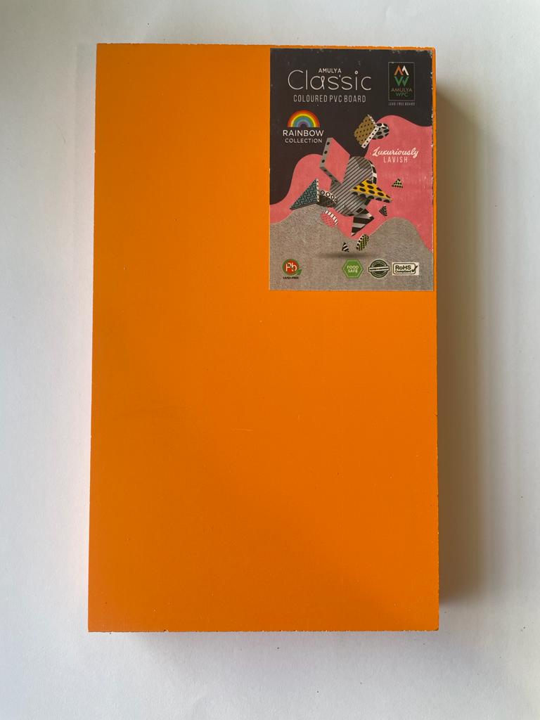 ORANGE PVC BOARD Orange Plain Colors Gloss Laminate - AmulyaMica