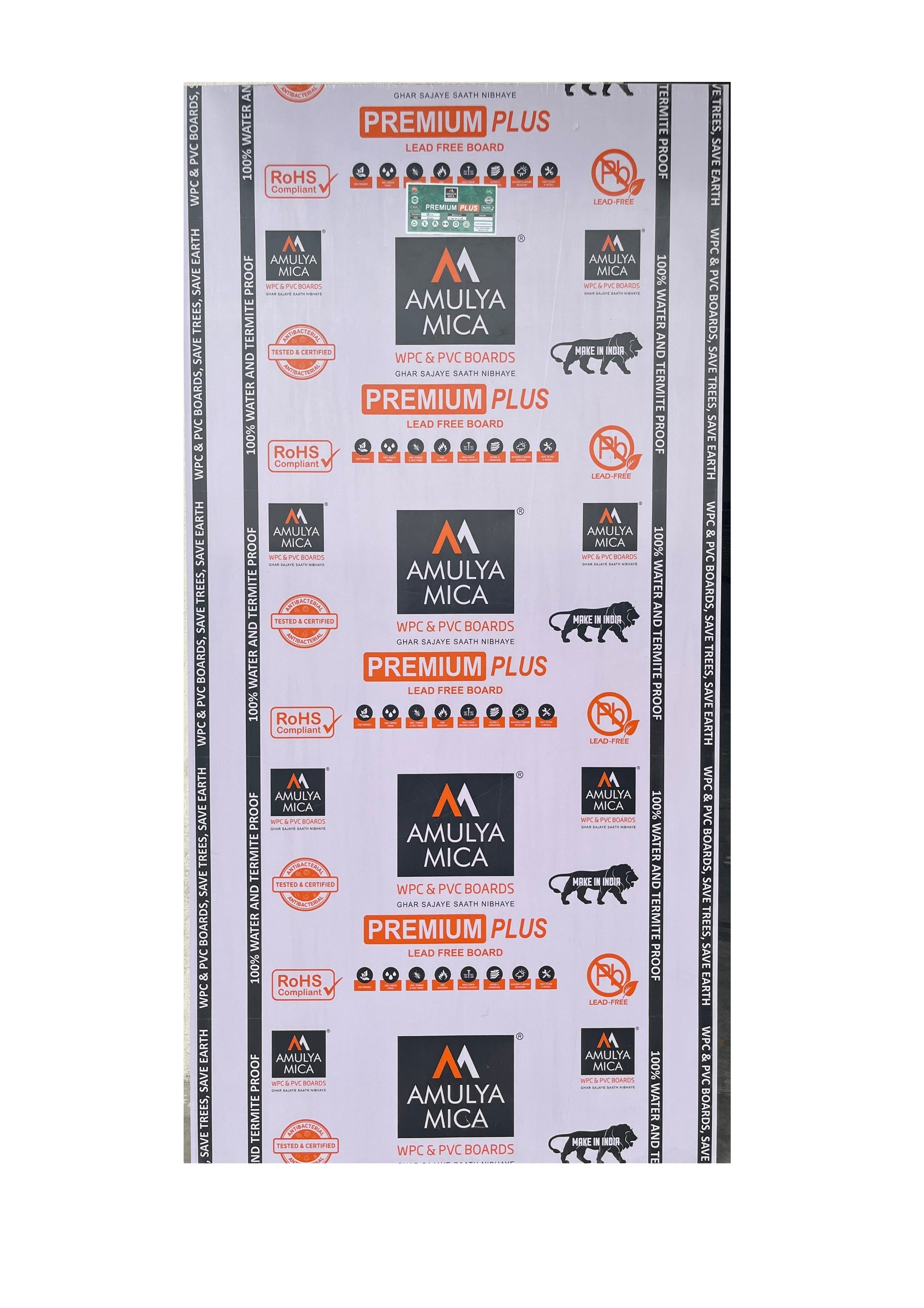 PREMIUM PLUS WPC/PVC BOARD Grey Plain Colors Gloss Laminate - AmulyaMica
