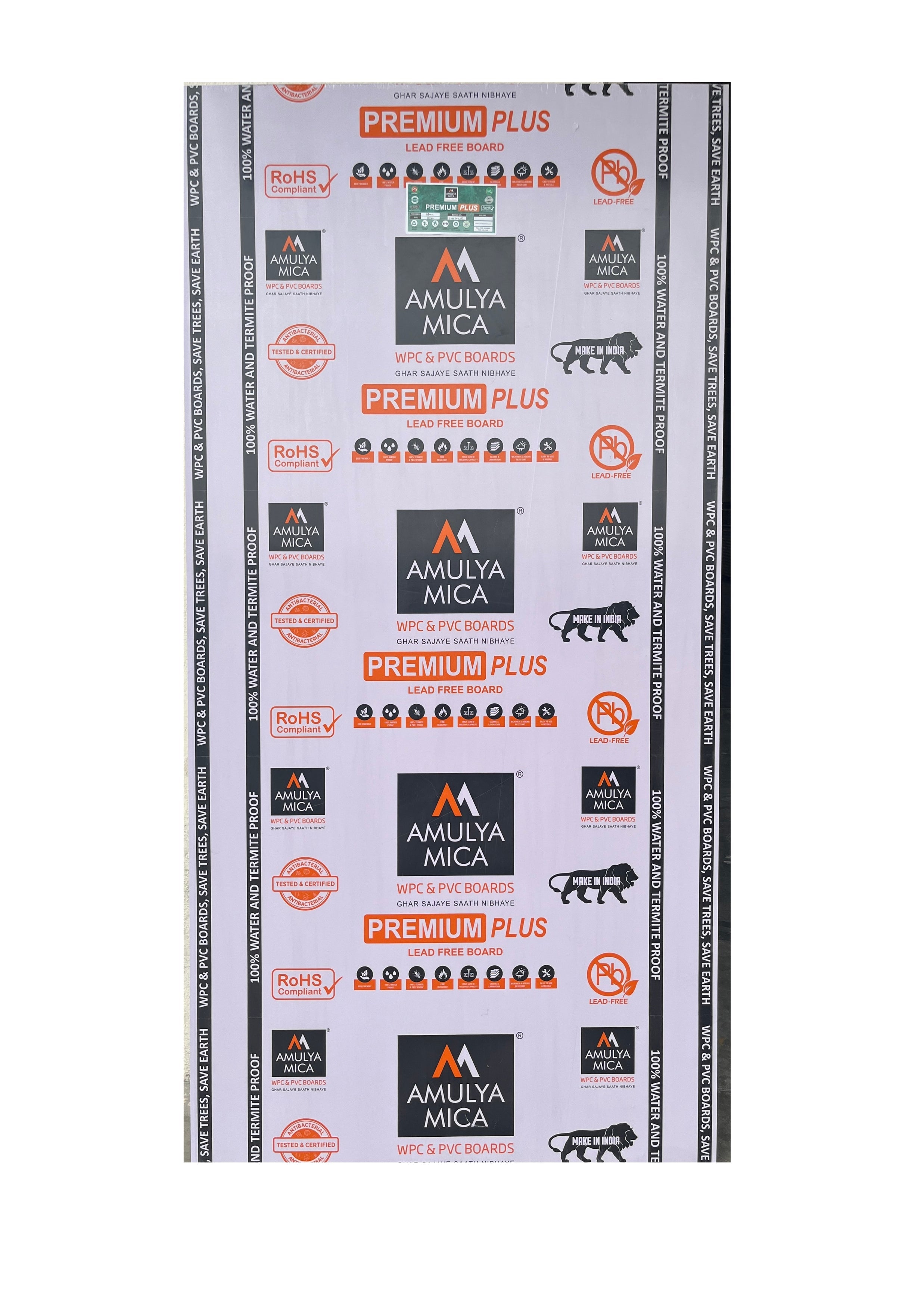 PREMIUM PLUS WPC/PVC BOARD Grey Plain Colors Gloss Laminate - AmulyaMica