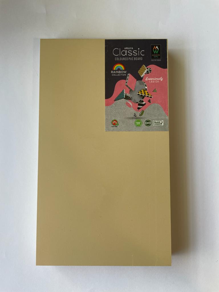 YELLOW PVC BOARD Beige Plain Colors Gloss Laminate - AmulyaMica
