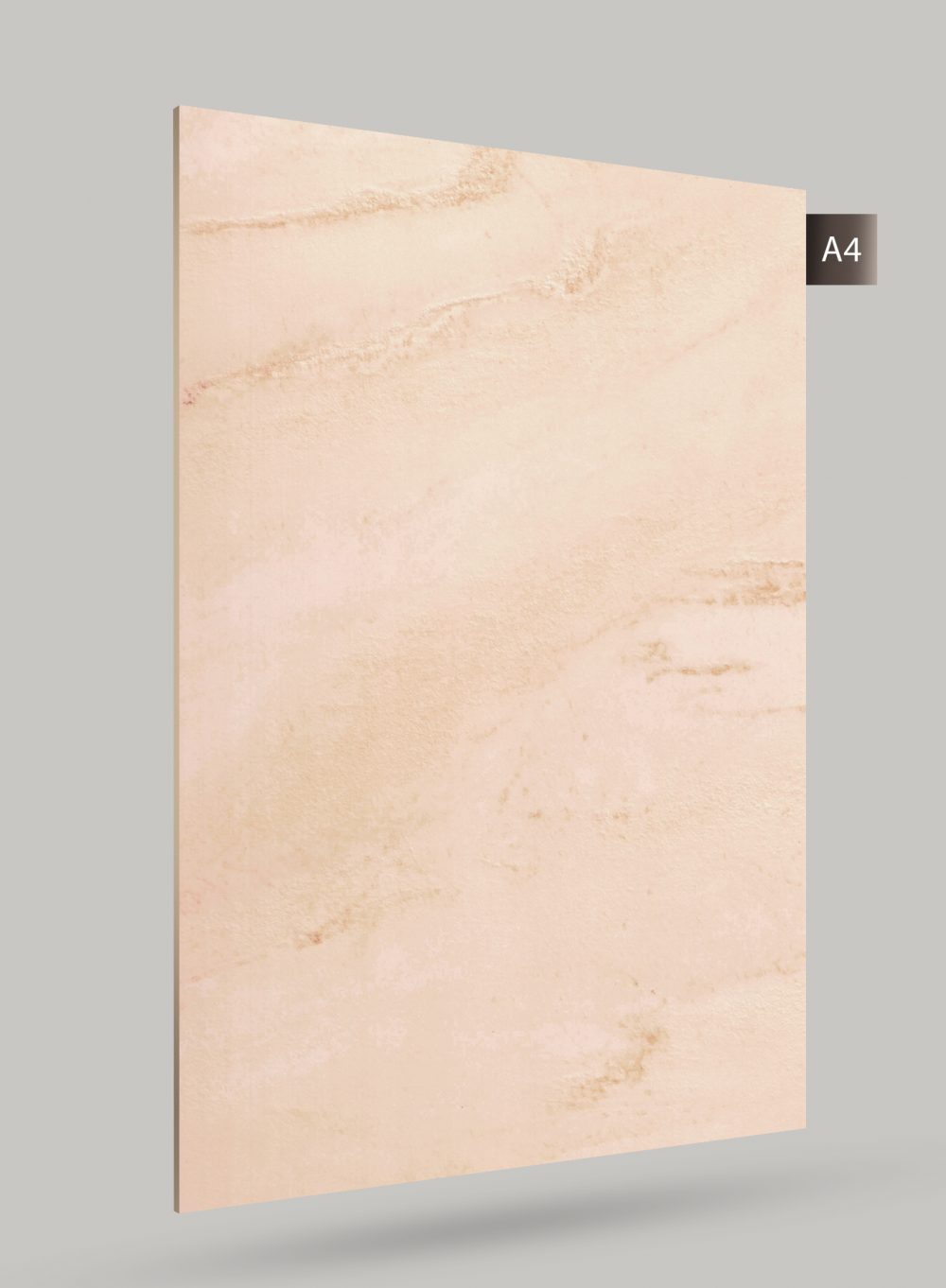 Beige marble laminate with matte finish and subtle veining pattern, displaying a textured stone appearance.