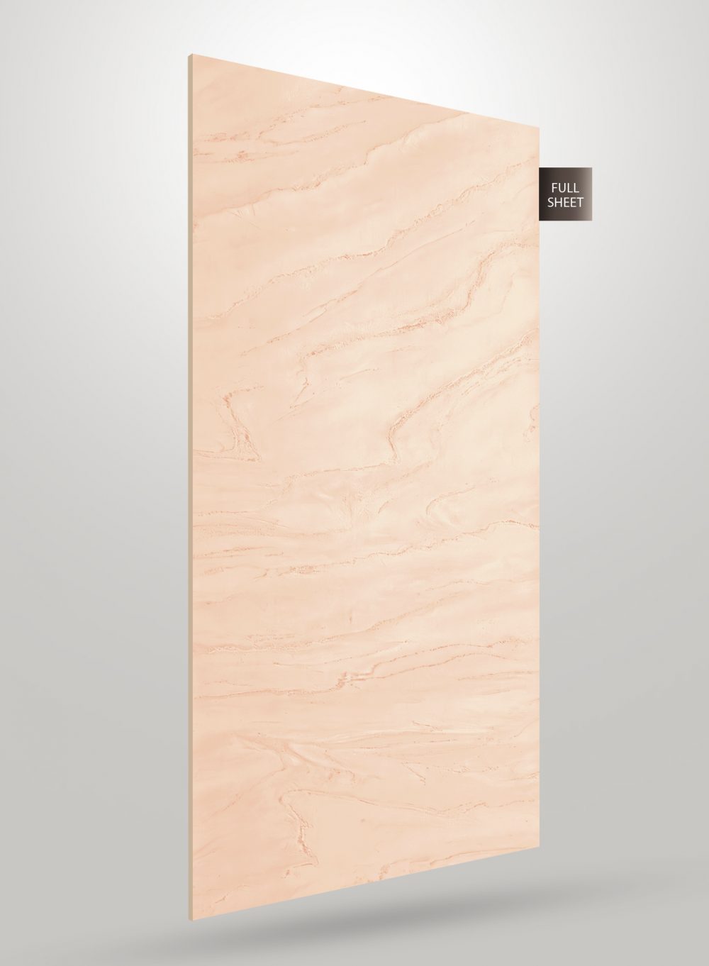 Beige marble laminate sheet with matte finish and veining pattern, shown in full sheet view with subtle texture and soft