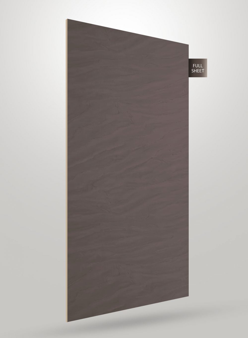 Grey marble laminate sheet with matte finish and textured pattern, displayed as full sheet with visible edges