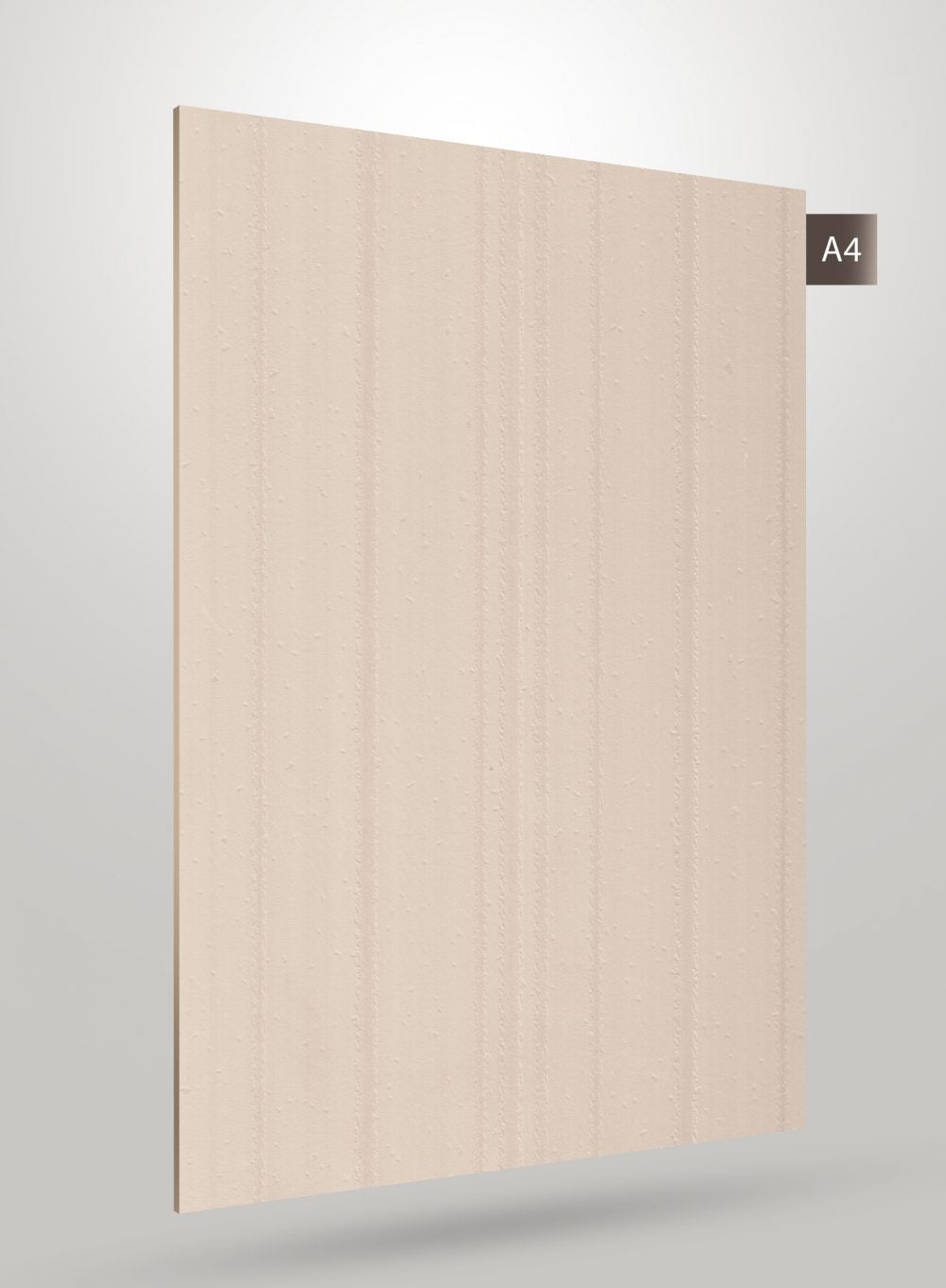 Beige matte fluted laminate with vertical ridges and textured surface, decorative interior material sheet.