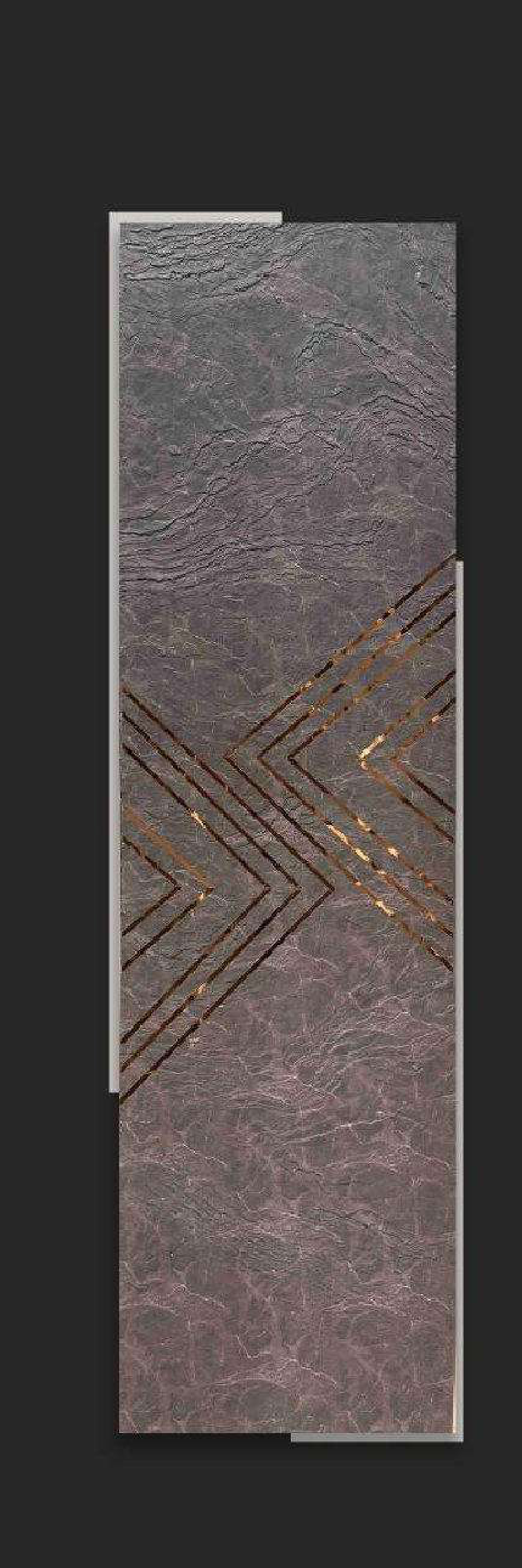 Meridian Atlantis Plum Quartz acrylic engraved wall panel with copper chevron banding