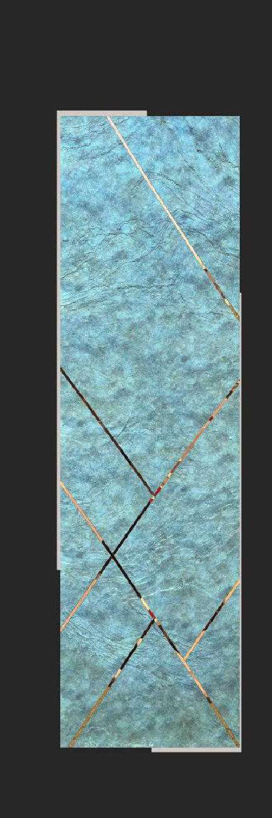 Meridian Atlantis Aqua Verdigris acrylic engraved wall panel with copper diagonal lattice