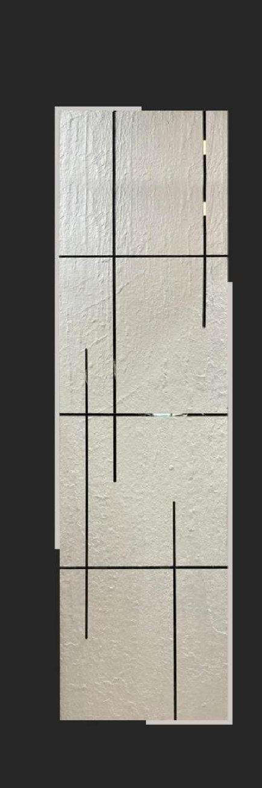 Meridian Atlantis Cream Plaster acrylic engraved wall panel with fine black grid lines