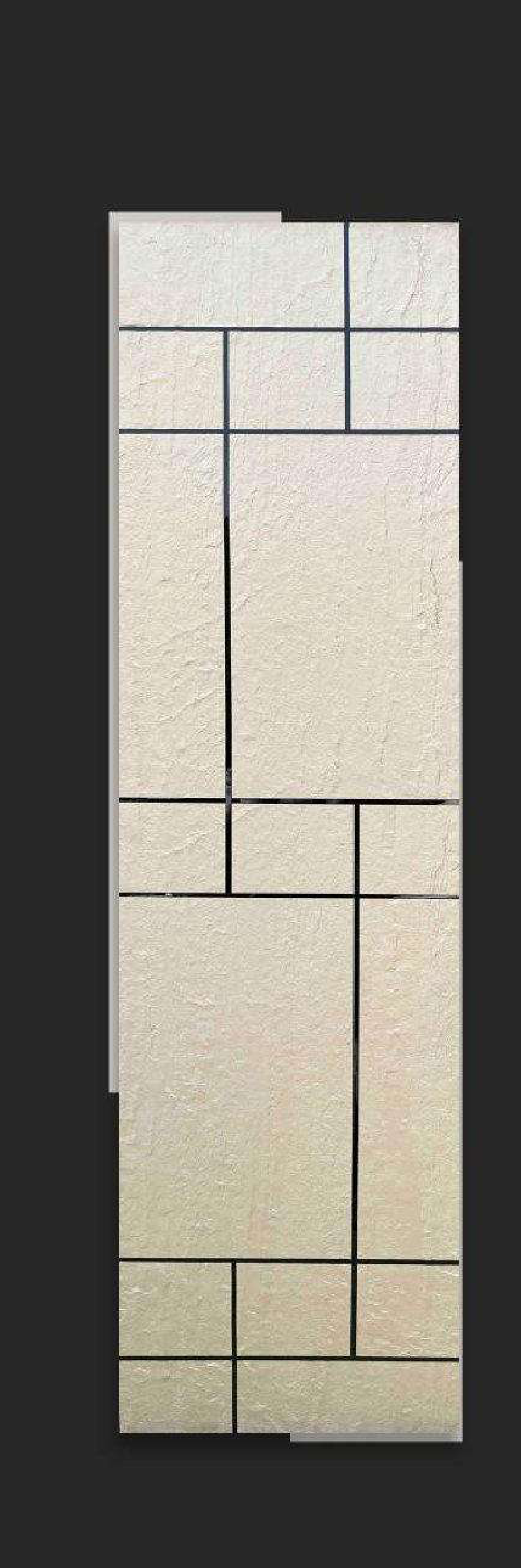 Meridian Atlantis Ivory Plaster acrylic engraved wall panel with dark rectangular grid