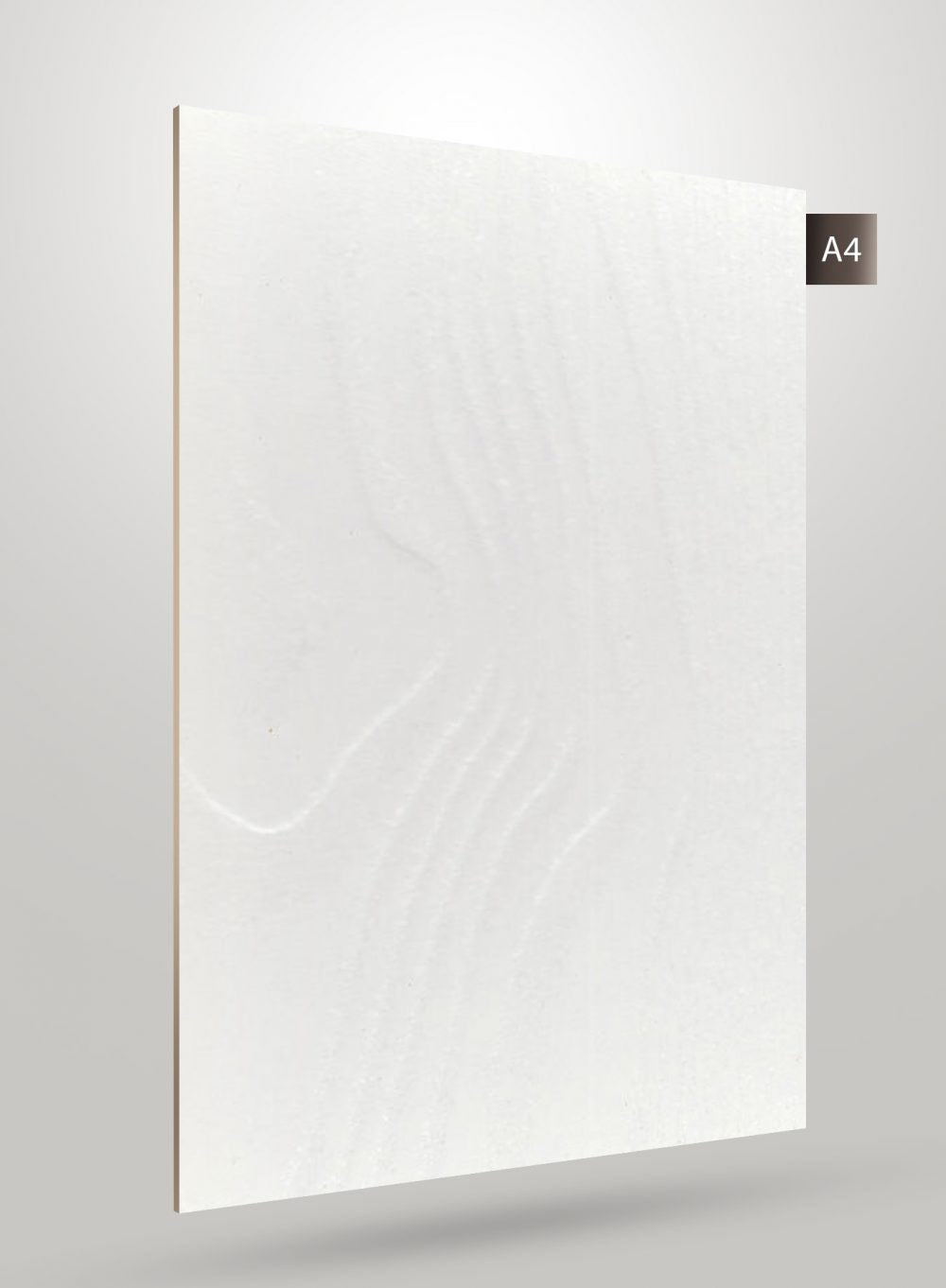 White wood grain laminate with matte finish, subtle texture and grain pattern visible on the decorative surface.