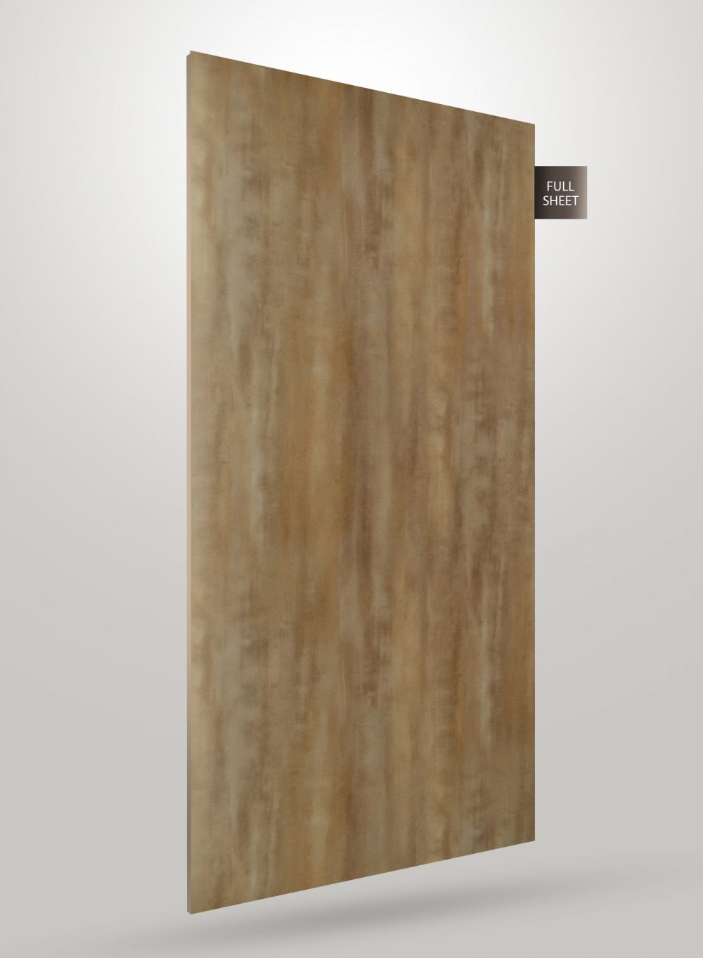 Brown matte laminate sheet with subtle texture and vertical striations, labeled full sheet.