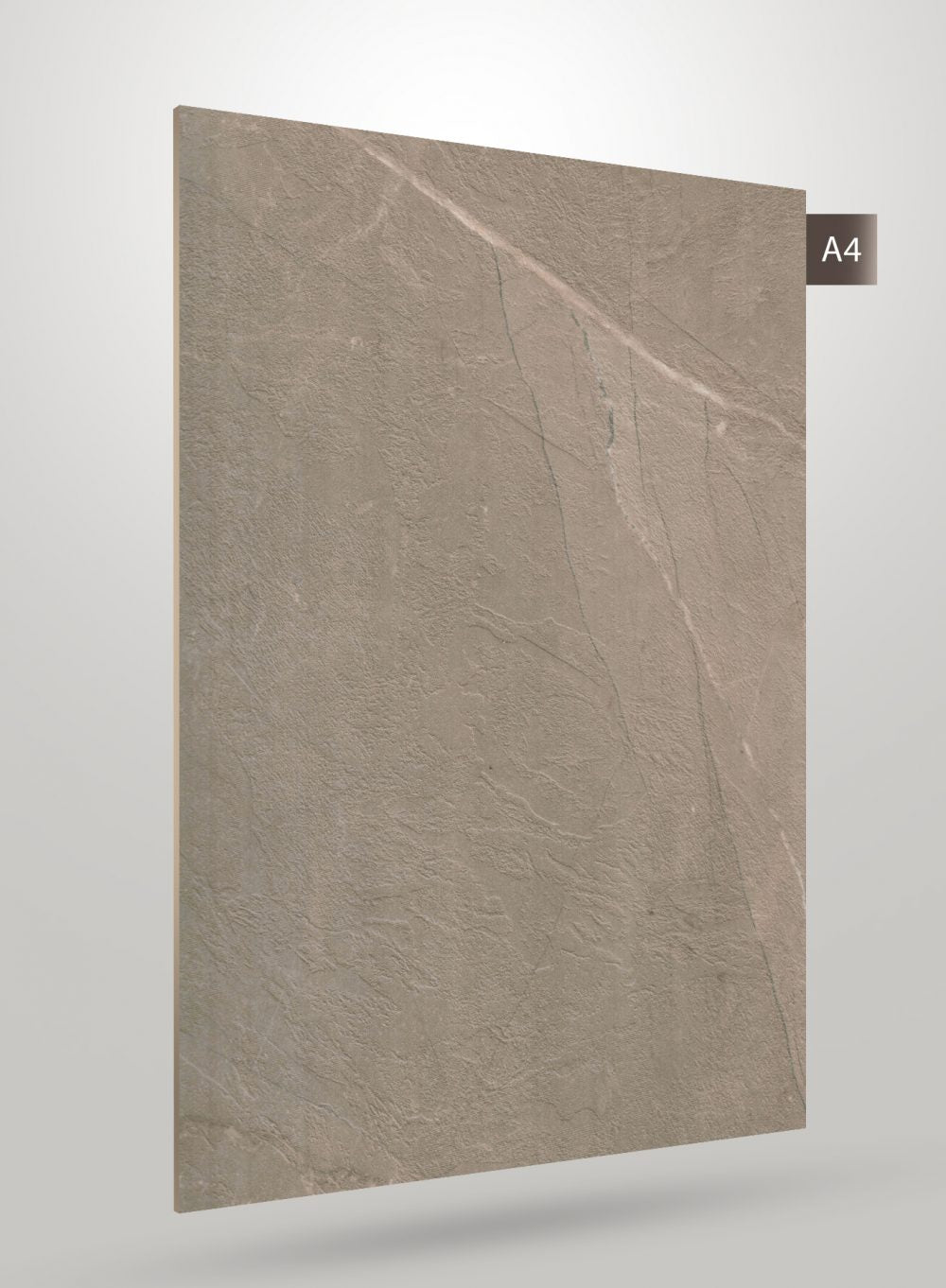 Beige matte stone laminate with textured surface and veining pattern, resembling natural stone.