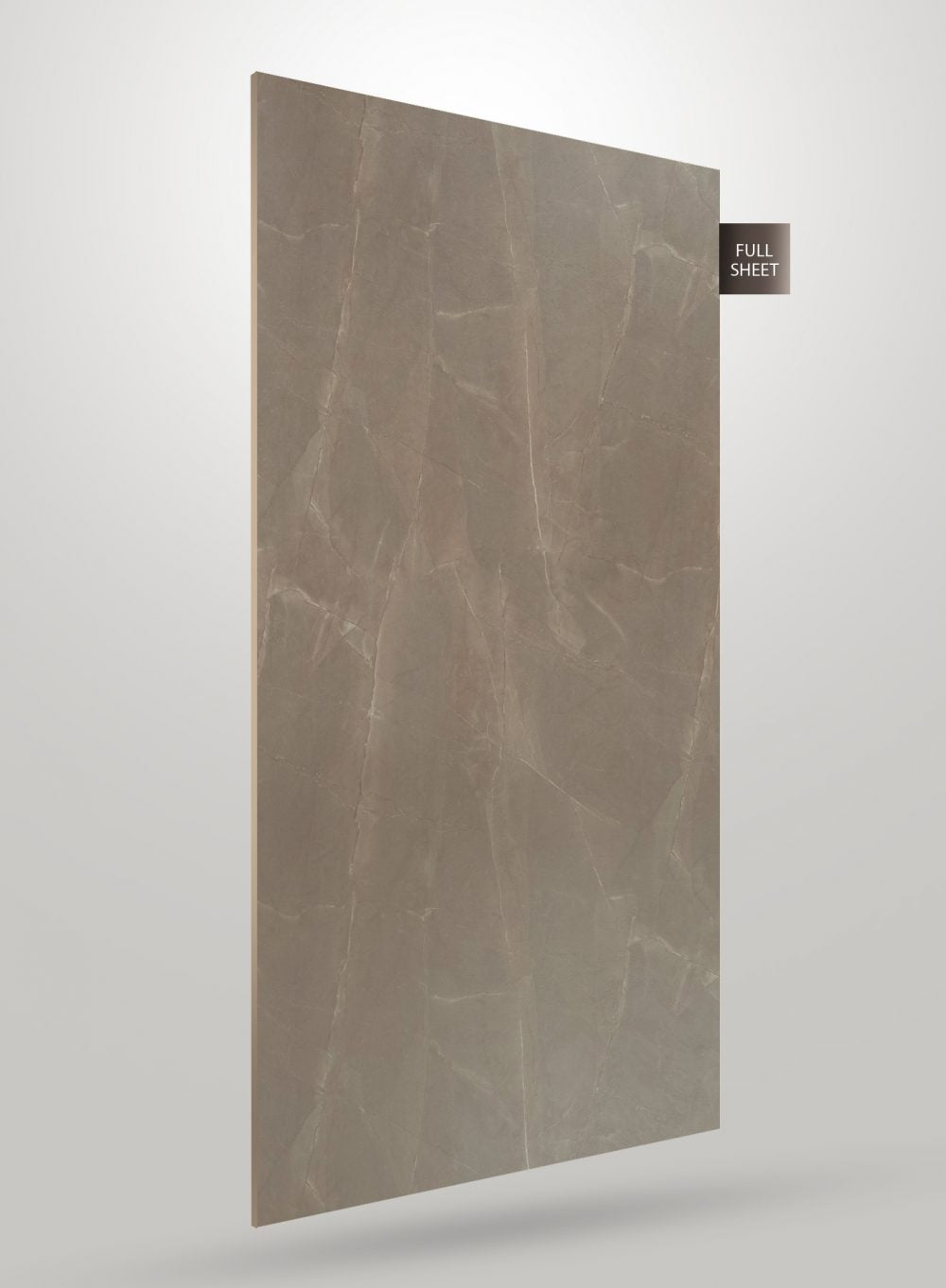 Beige marble laminate sheet with matte finish and veining pattern, labeled full sheet on a plain background.