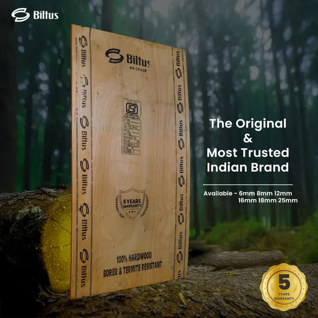 BILTUS 7 ft. x 4 ft. 12 mm MR Plywood Beige Wood Natural Veneer - BILTUS